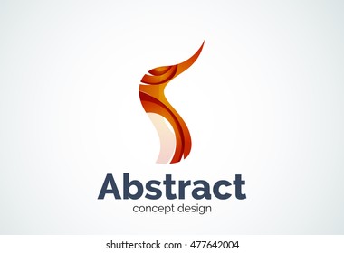 Plantilla de logotipo de onda abstracta, concepto de movimiento suave. Estilo de diseño de piezas superpuestas en color