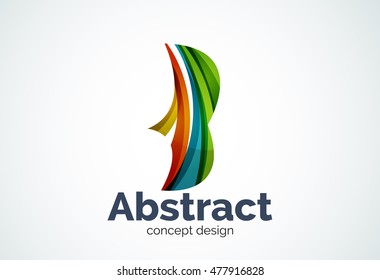 Abstract wave logo template, smooth motion concept. Color overlapping pieces design style