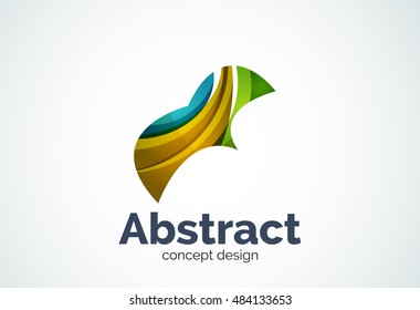 Plantilla de logotipo de onda abstracta, concepto de movimiento suave. Estilo de diseño de piezas superpuestas en color
