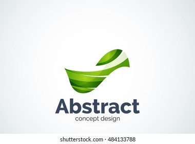 Plantilla de logotipo de onda abstracta, concepto de movimiento suave. Estilo de diseño de piezas superpuestas en color
