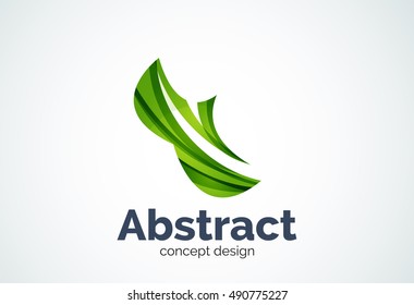 Abstract wave logo template, smooth motion concept. Color overlapping pieces design style