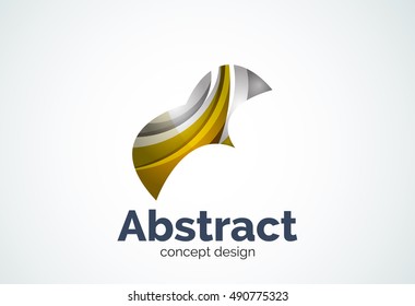 Abstract wave logo template, smooth motion concept. Color overlapping pieces design style