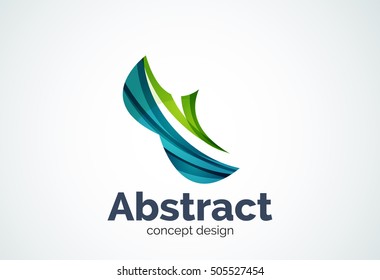 Abstract wave logo template, smooth motion concept. Color overlapping pieces design style