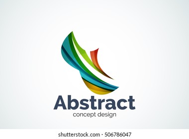 Abstract wave logo template, smooth motion concept. Color overlapping pieces design style