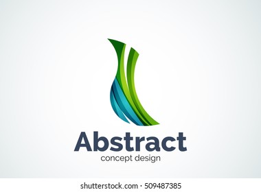 Abstract wave logo template, smooth motion concept. Color overlapping pieces design style