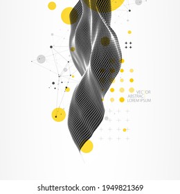 The abstract wave is made in a frame style in a bright gradient color. Template for science and technology presentation.