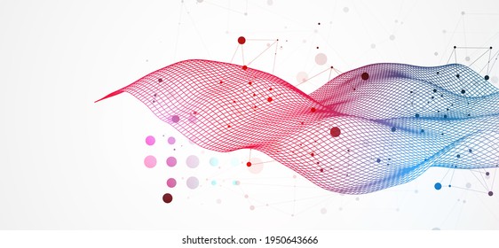 La onda abstracta está hecha en un estilo de marco en un color gradiente brillante. Plantilla para presentación de ciencia y tecnología.