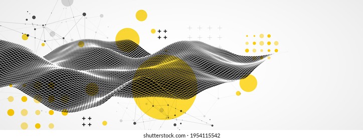 La onda abstracta está hecha en un estilo de marco en un color gradiente brillante. Plantilla para presentación de ciencia y tecnología.