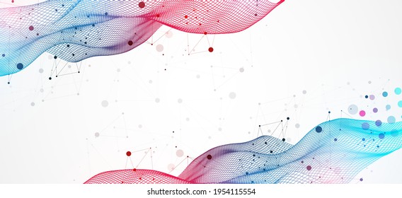 La onda abstracta está hecha en un estilo de marco en un color gradiente brillante. Plantilla para presentación de ciencia y tecnología.