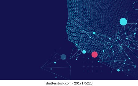 Die abstrakte Welle wird in einem Rahmenstil in einer hellen Farbverlauf-Farbe hergestellt. Vorlage für Wissenschafts- und Technologiepräsentation.
