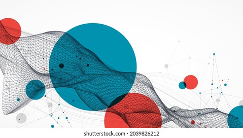 The abstract wave is made in a frame style. Template for science and technology presentation.
