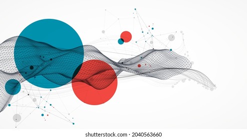The abstract wave is made in a frame style. Template for science and technology presentation.