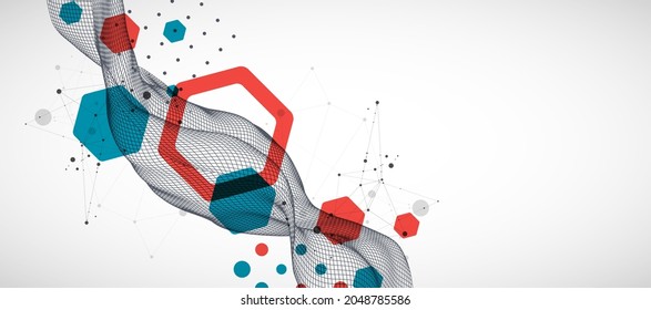 La onda abstracta está hecha en un estilo de marco. Plantilla para presentación de ciencia y tecnología.