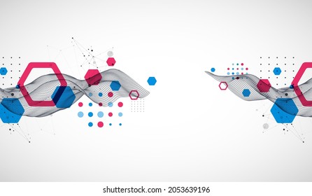 La onda abstracta está hecha en un estilo de marco. Plantilla para presentación de ciencia y tecnología.
