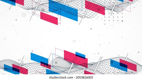 The abstract wave is made in a frame style. Template for science and technology presentation.