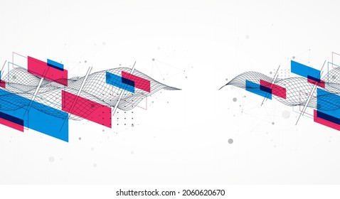 Die abstrakte Welle wird im Rahmen-Stil gemacht. Vorlage für Wissenschafts- und Technologiepräsentation.