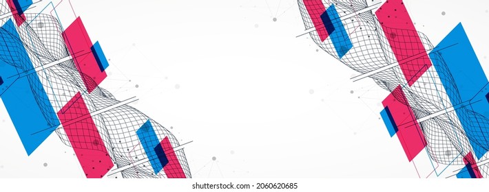The abstract wave is made in a frame style. Template for science and technology presentation.
