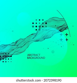 La onda abstracta está hecha en un estilo de marco en un color gradiente brillante. Plantilla para presentación de ciencia y tecnología.