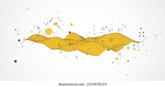 The abstract wave is made in a frame style. Template for science and technology presentation. Vector