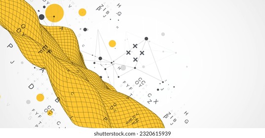 La onda abstracta está hecha en un estilo de marco. Plantilla para presentación de ciencia y tecnología. Vector