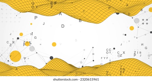The abstract wave is made in a frame style. Template for science and technology presentation. Vector