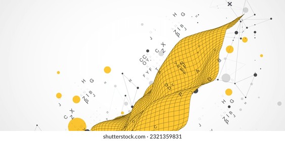 The abstract wave is made in a frame style. Template for science and technology presentation. Vector