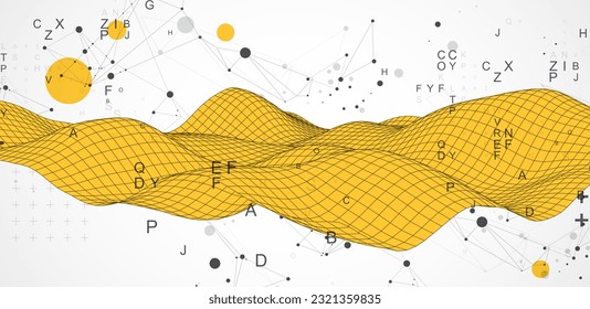 The abstract wave is made in a frame style. Template for science and technology presentation. Vector