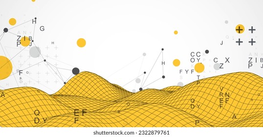 The abstract wave is made in a frame style. Template for science and technology presentation. Vector