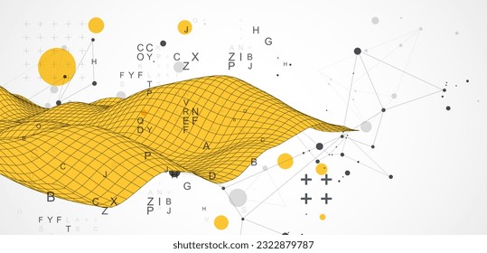 The abstract wave is made in a frame style. Template for science and technology presentation. Vector