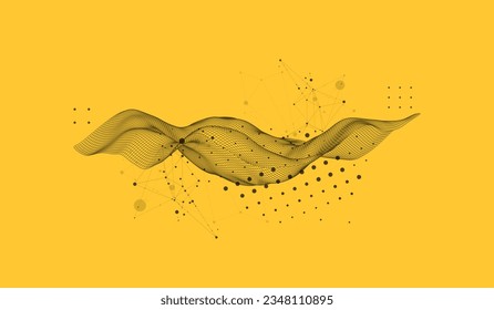 The abstract wave is made in a frame style. Template for science and technology presentation. Vector