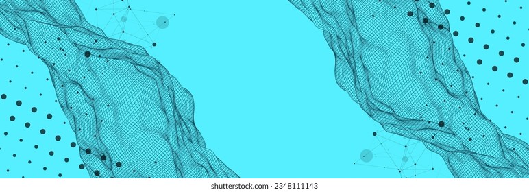 The abstract wave is made in a frame style. Template for science and technology presentation. Vector