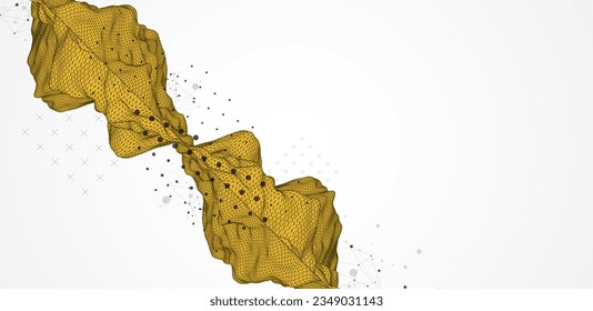 The abstract wave is made in a frame style. Template for science and technology presentation. Vector