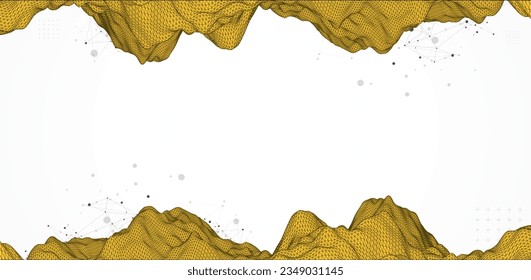 The abstract wave is made in a frame style. Template for science and technology presentation. Vector