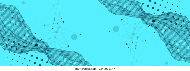 The abstract wave is made in a frame style. Template for science and technology presentation. Vector