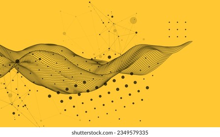 La onda abstracta está hecha en un estilo de marco. Plantilla para presentación de ciencia y tecnología. Vector