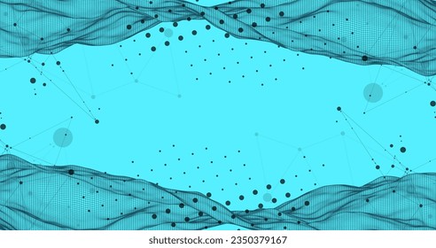 The abstract wave is made in a frame style. Template for science and technology presentation. Vector