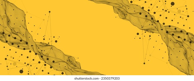 The abstract wave is made in a frame style. Template for science and technology presentation. Vector