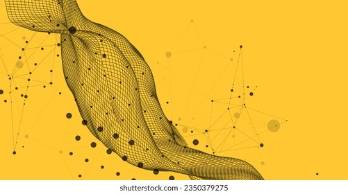 The abstract wave is made in a frame style. Template for science and technology presentation. Vector