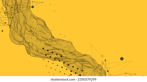 The abstract wave is made in a frame style. Template for science and technology presentation. Vector