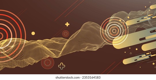 The abstract wave is made in a frame style. Template for science and technology presentation. Vector