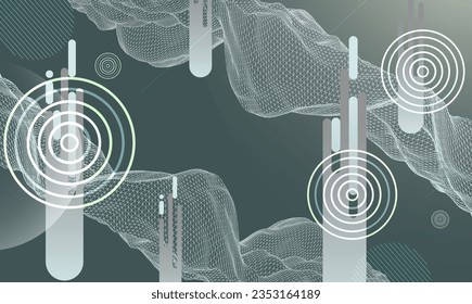 The abstract wave is made in a frame style. Template for science and technology presentation. Vector