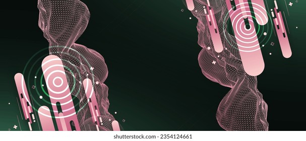 The abstract wave is made in a frame style. Template for science and technology presentation. Vector