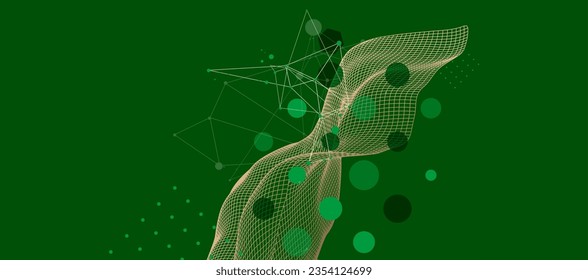The abstract wave is made in a frame style in a bright gradient color. Template for science and technology presentation.