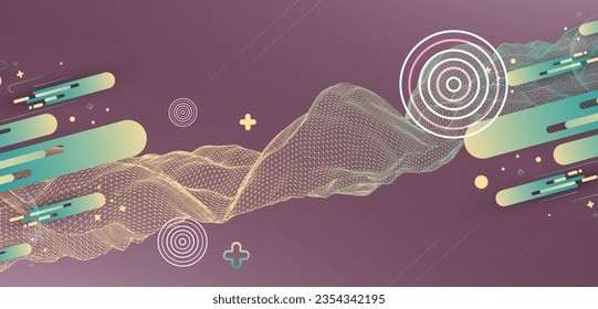 The abstract wave is made in a frame style. Template for science and technology presentation. Vector