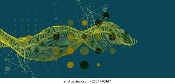 The abstract wave is made in a frame style in a bright gradient color. Template for science and technology presentation.
