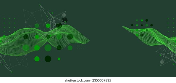 La onda abstracta está hecha en un estilo de marco en un color gradiente brillante. Plantilla para presentación de ciencia y tecnología.
