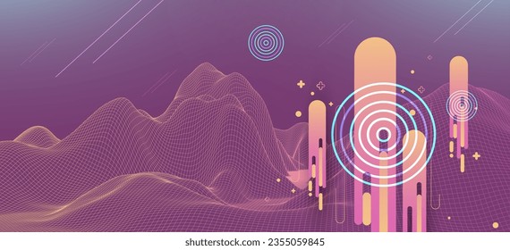 La onda abstracta está hecha en un estilo de marco. Plantilla para presentación de ciencia y tecnología. Vector