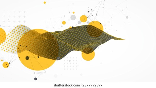 The abstract wave is made in a frame style. Halftone Template for science and technology presentation. Vector