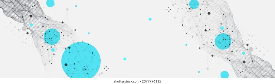 The abstract wave is made in a frame style. Template for science and technology presentation. Vector