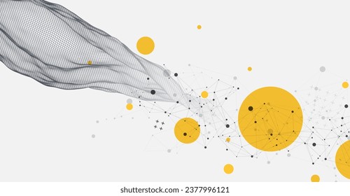 The abstract wave is made in a frame style. Template for science and technology presentation. Vector